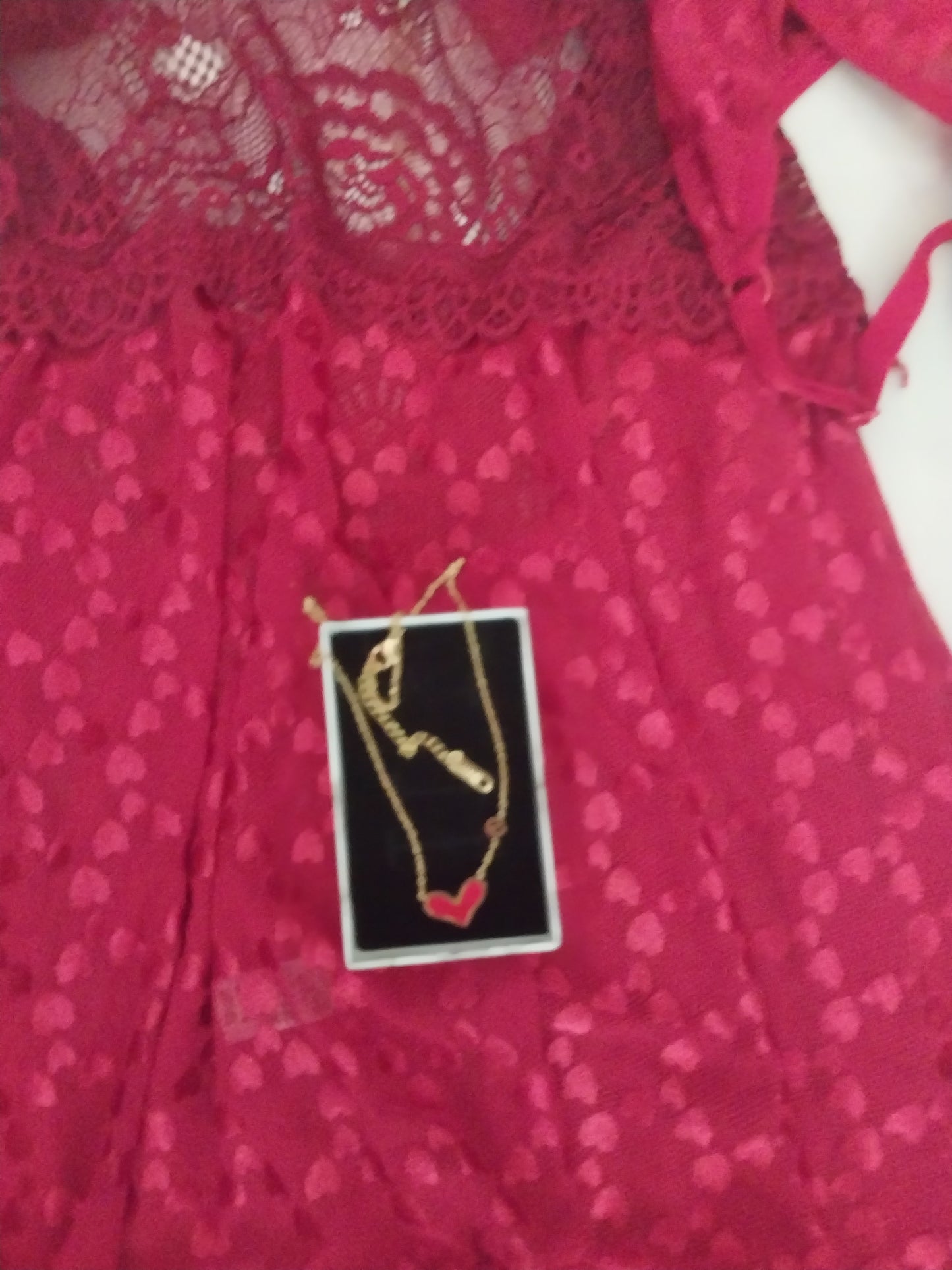 BabyDoll three pieces & Necklace Combo - red heart