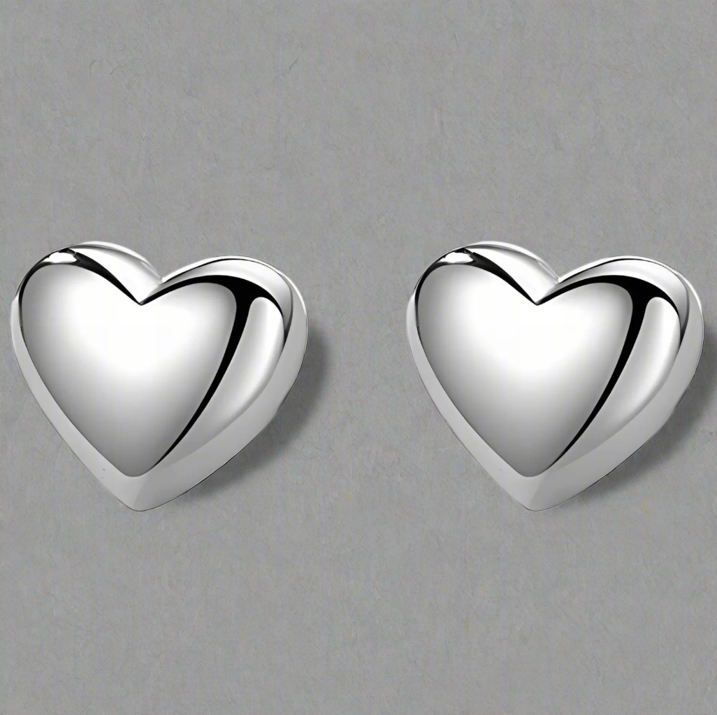 Earrings, Stainless Steel Heart Design